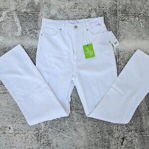 Sam Edelman Women Jeans White Denim Cotton Ripped High Rise Pinched Waist 27 NWT